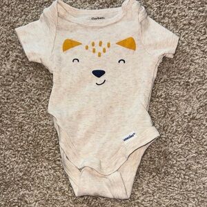 Gerber Cream One-Piece Bodysuit with Smiling Bear Face and Mustard Accents